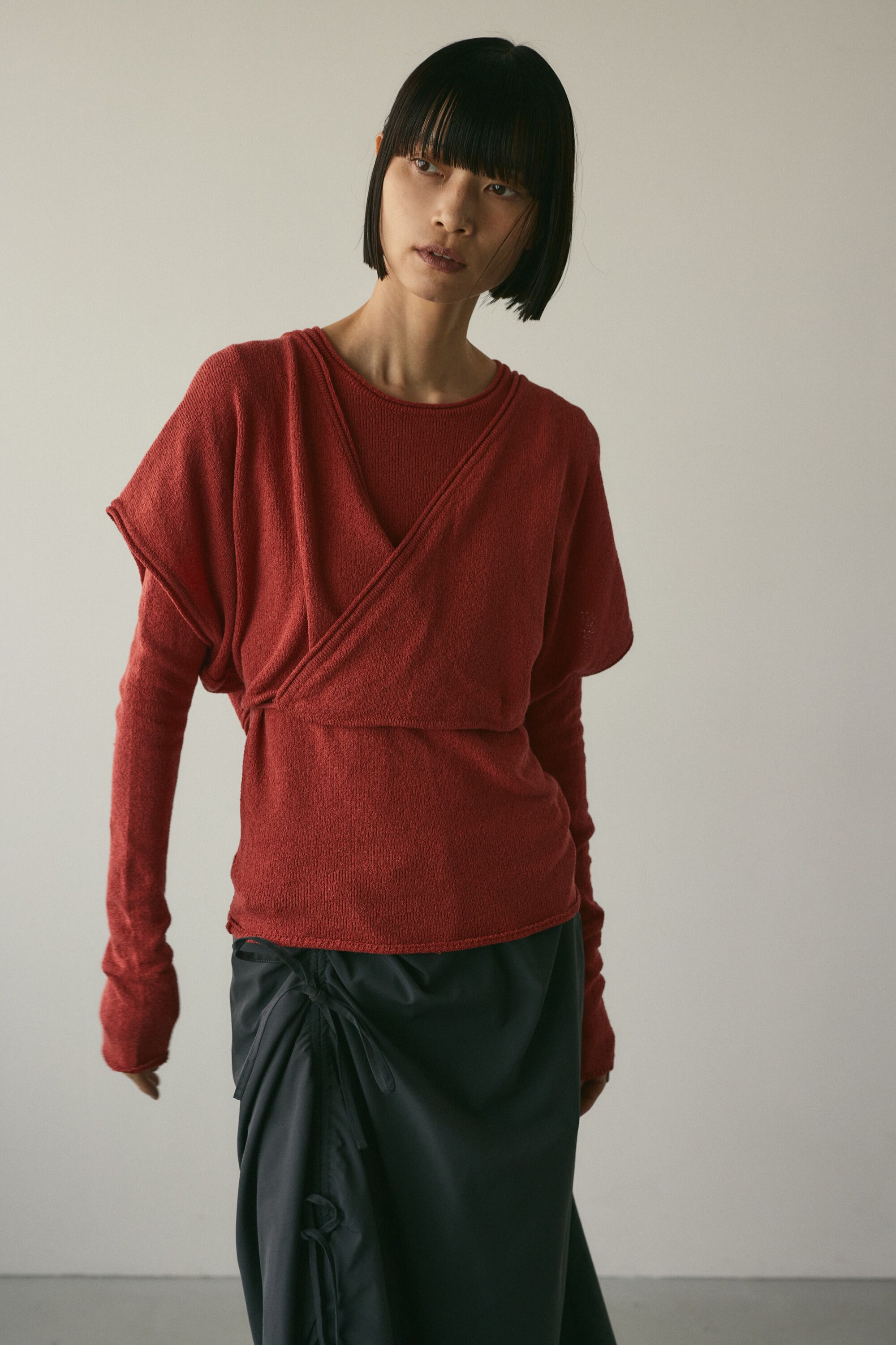 STYLEMIXER「カシュクールベストセットニット」|ニット・セーター|