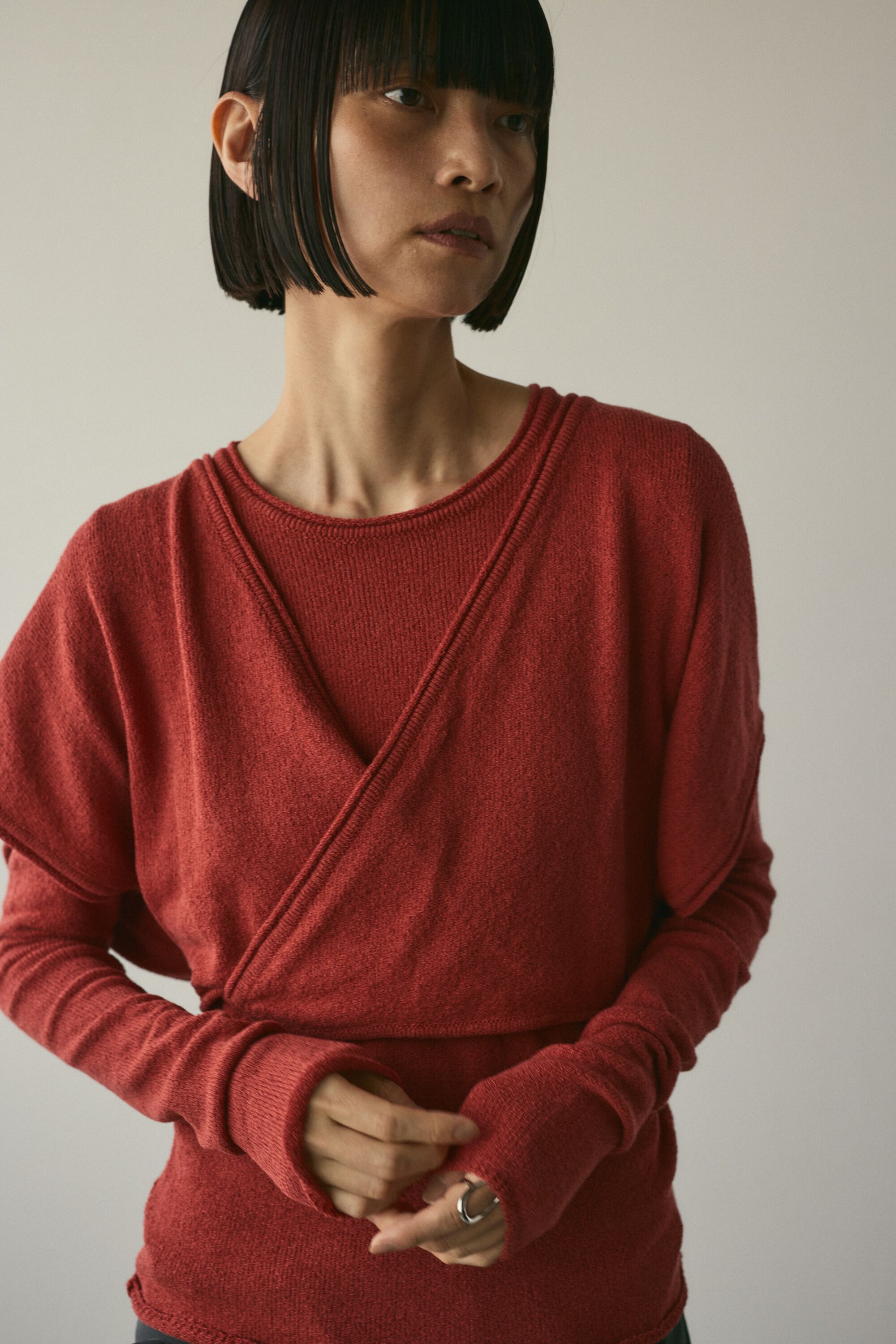 STYLEMIXER「カシュクールベストセットニット」|ニット・セーター|