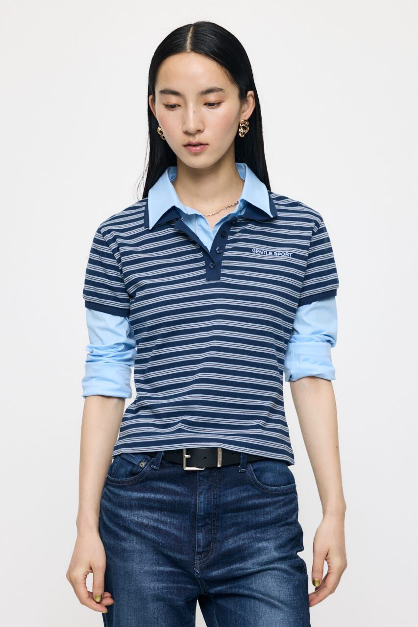 MOUSSY「SHIRT SLEEVE STRIPED POLO Tシャツ」|Tシャツ・カットソー|