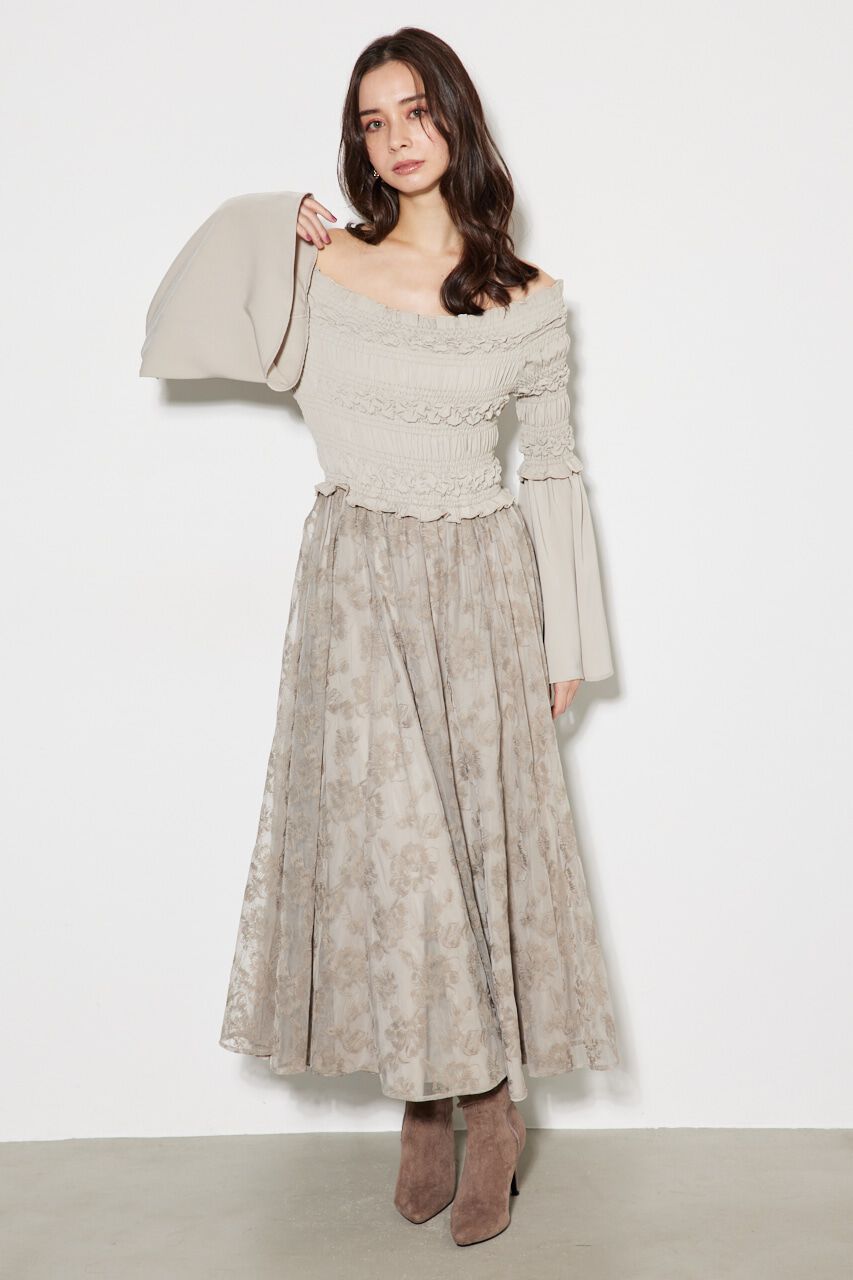 rienda「エンブロイダリーシャーリングフレア OP」|ワンピース|