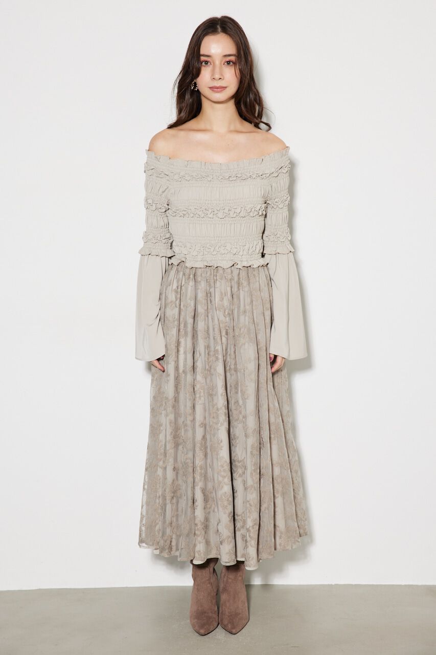 rienda「エンブロイダリーシャーリングフレア OP」|ワンピース|