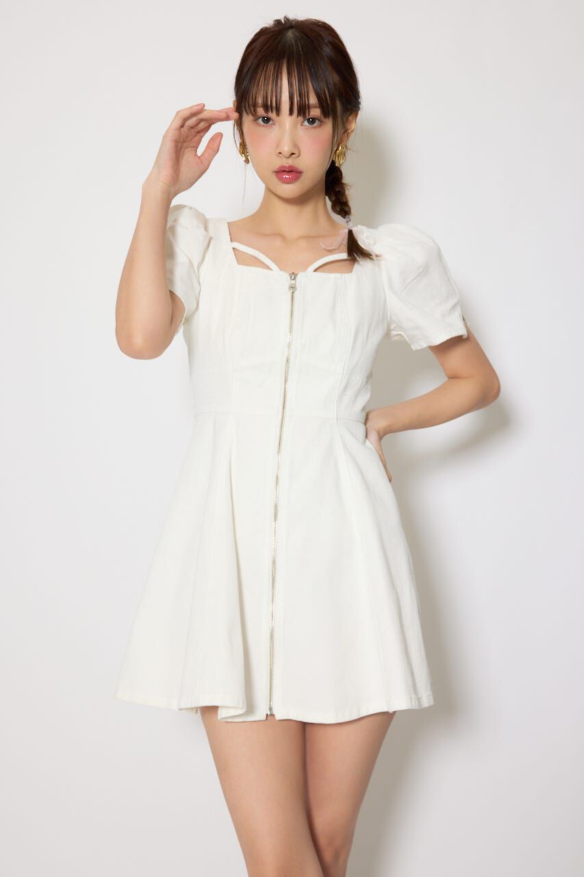 rienda「フロントジップマーメイドデニムミニワンピース」|ワンピース|WHT