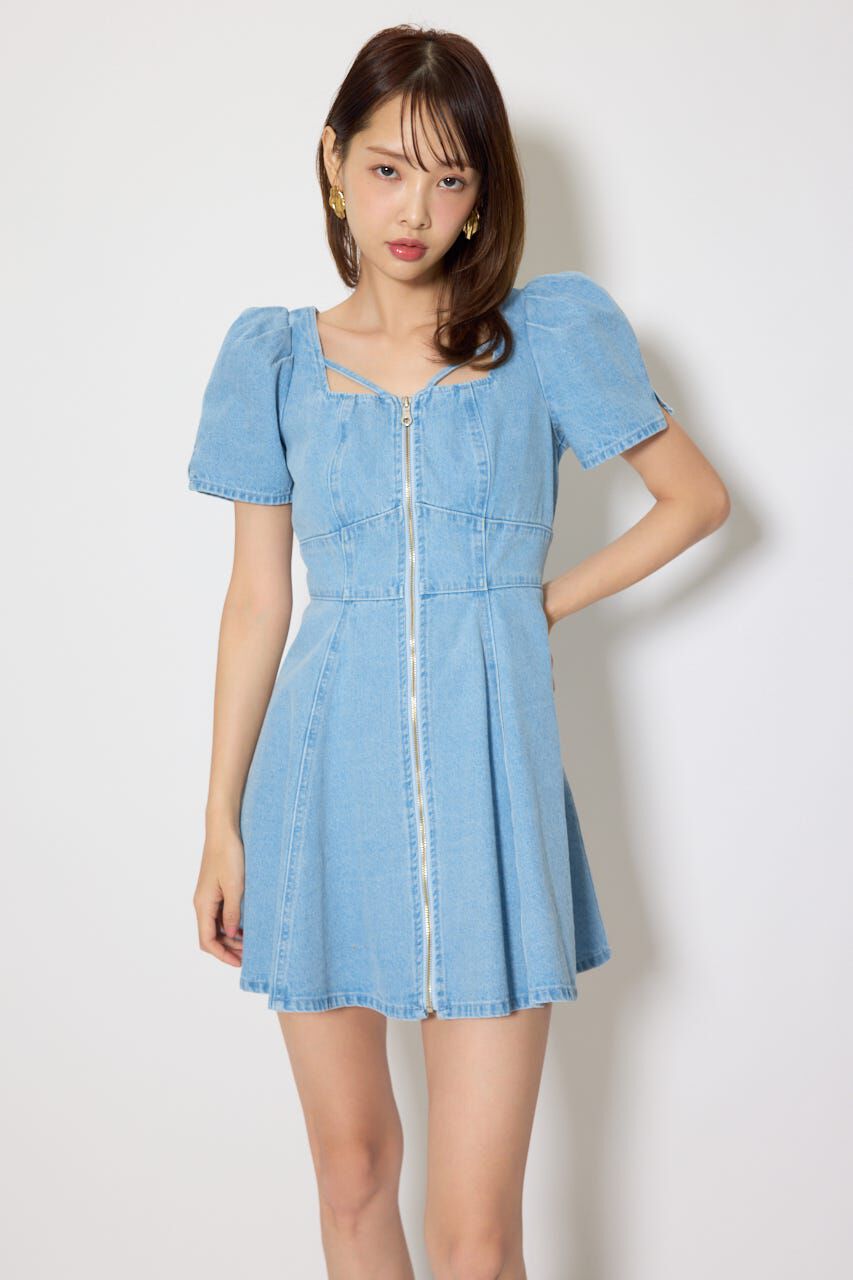 rienda「フロントジップマーメイドデニムミニワンピース」|ワンピース|