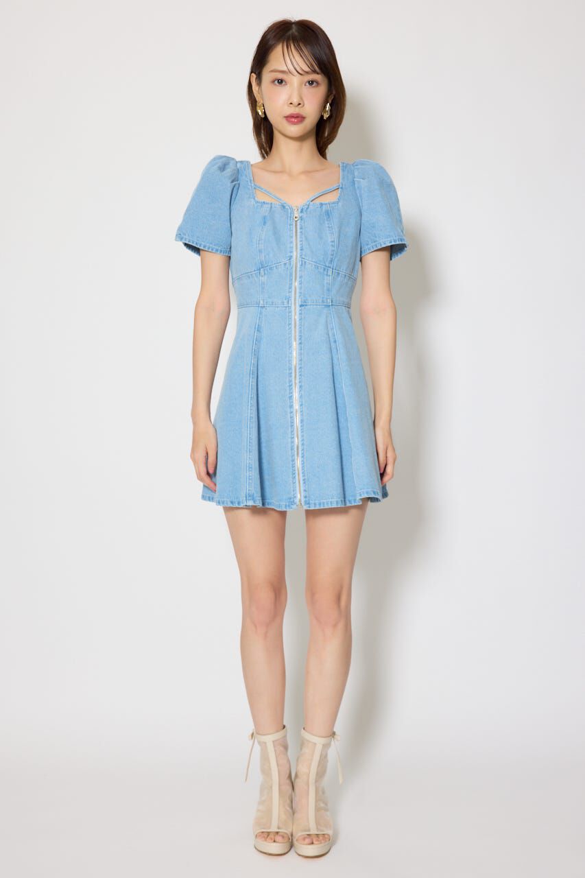 rienda「フロントジップマーメイドデニムミニワンピース」|ワンピース|