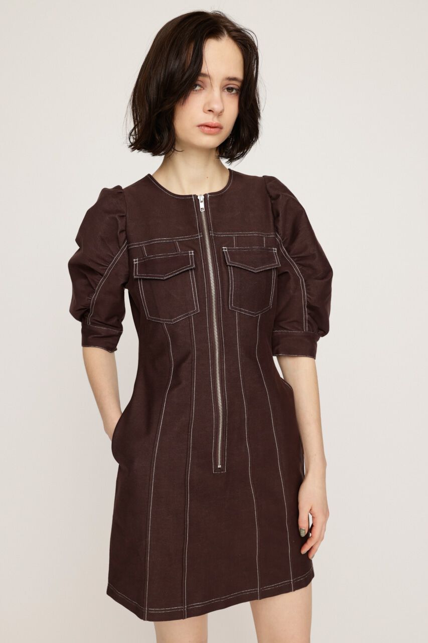 SLY「BICOLOR STITCH ショートワンピース」|ワンピース|BRN