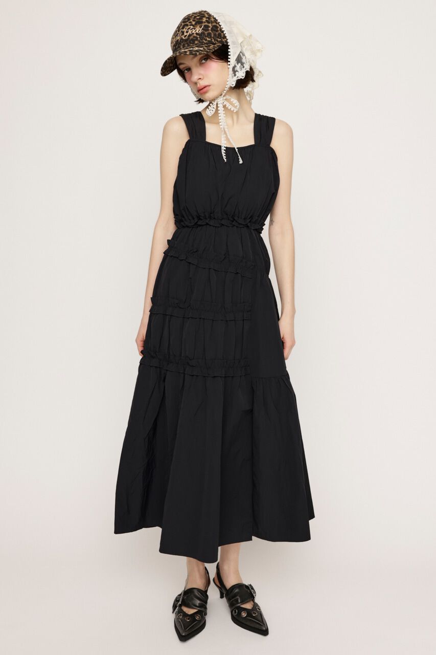 SLY「ASYMMETRY FRILL ロングワンピース」|ワンピース|BLK