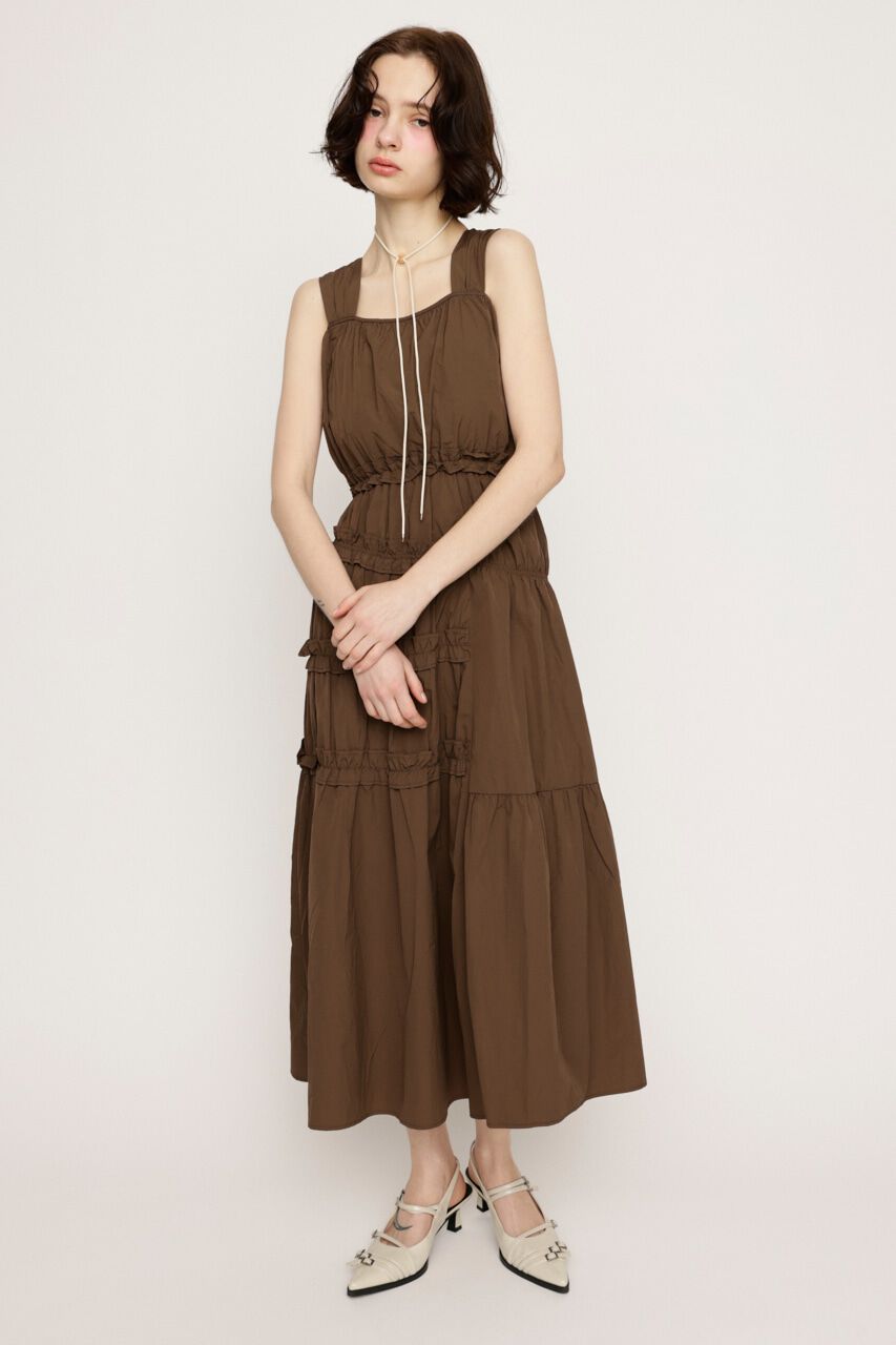 SLY「ASYMMETRY FRILL ロングワンピース」|ワンピース|BRN