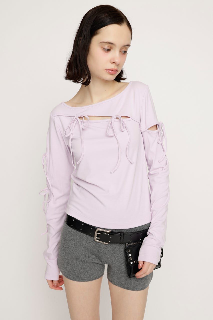 SLY「CUT OUT RIBBON トップス」|Tシャツ・カットソー|