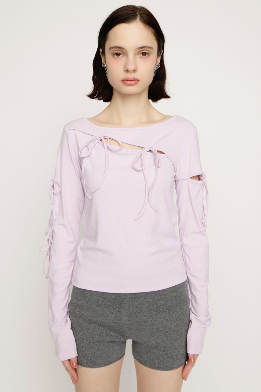 SLY「CUT OUT RIBBON トップス」|Tシャツ・カットソー|