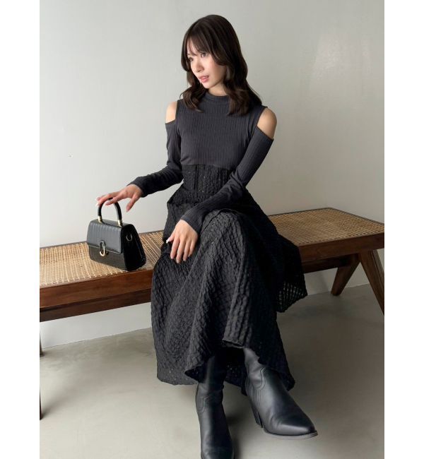 dazzlin「バックリボンティアードコンビワンピース」|ワンピース|