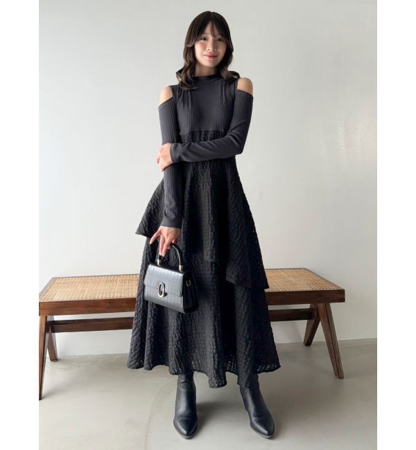 dazzlin「バックリボンティアードコンビワンピース」|ワンピース|