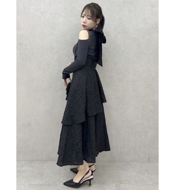 dazzlin「バックリボンティアードコンビワンピース」|ワンピース|