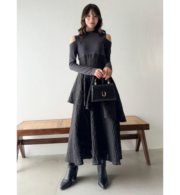 dazzlin「バックリボンティアードコンビワンピース」|ワンピース|