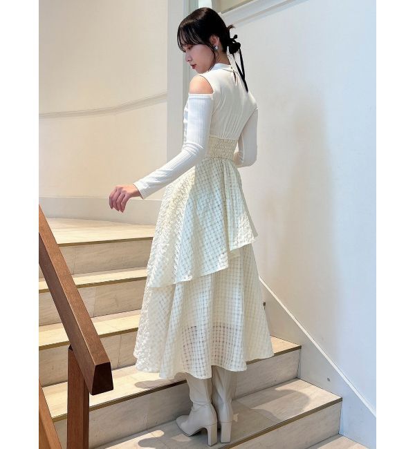 dazzlin「バックリボンティアードコンビワンピース」|ワンピース|