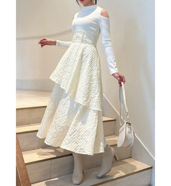 dazzlin「バックリボンティアードコンビワンピース」|ワンピース|