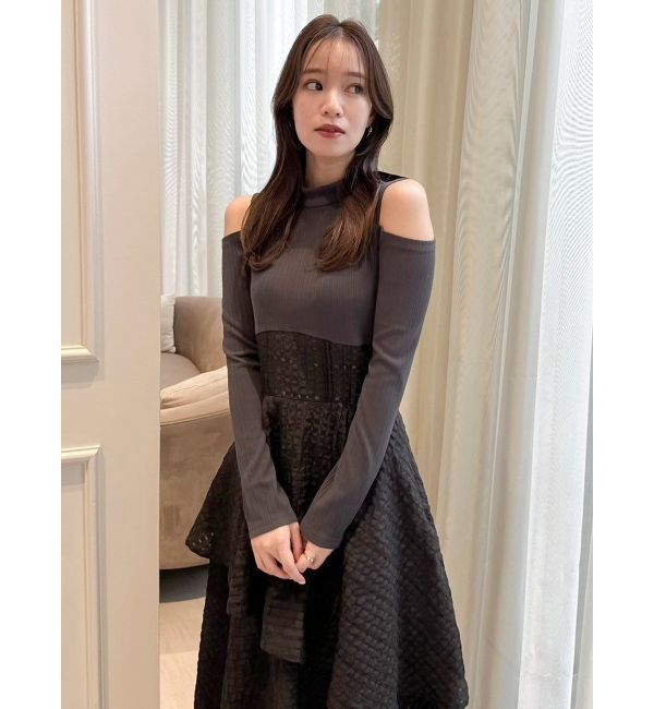 dazzlin「バックリボンティアードコンビワンピース」|ワンピース|