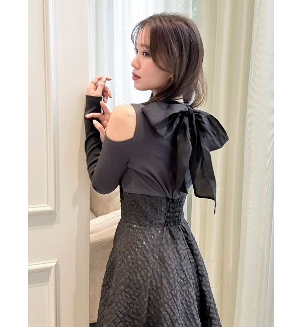 dazzlin「バックリボンティアードコンビワンピース」|ワンピース|