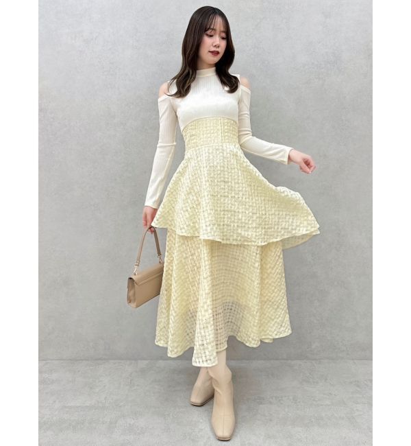 dazzlin「バックリボンティアードコンビワンピース」|ワンピース|