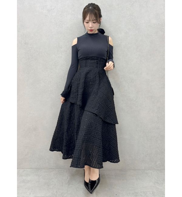 dazzlin「バックリボンティアードコンビワンピース」|ワンピース|