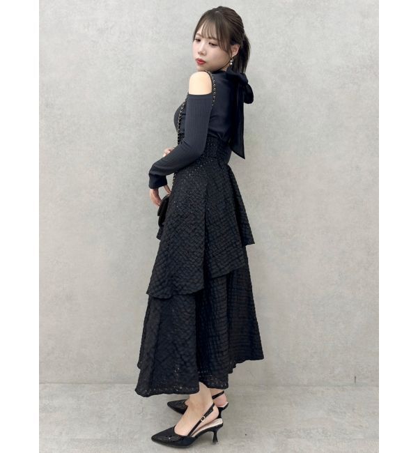 dazzlin「バックリボンティアードコンビワンピース」|ワンピース|