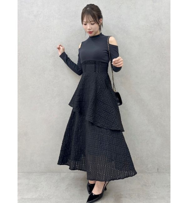 dazzlin「バックリボンティアードコンビワンピース」|ワンピース|