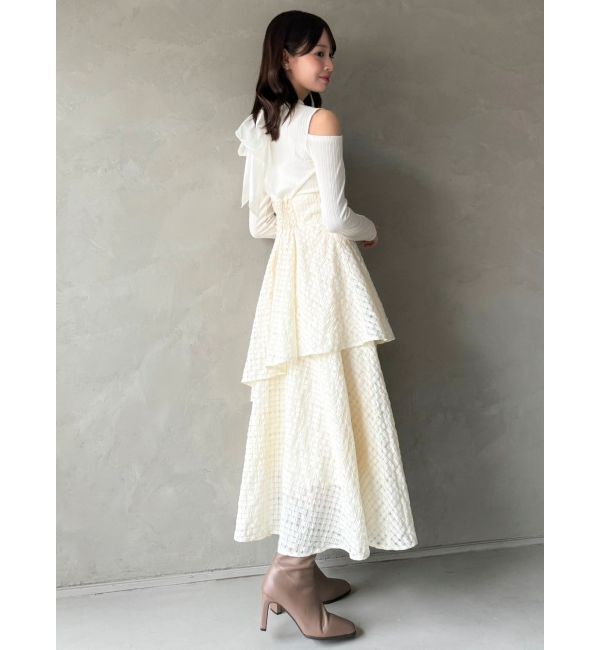 dazzlin「バックリボンティアードコンビワンピース」|ワンピース|