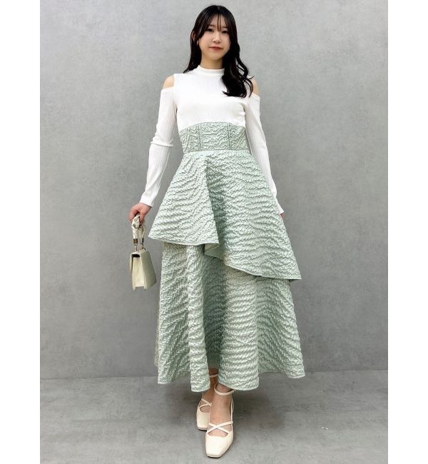 dazzlin「バックリボンティアードコンビワンピース」|ワンピース|