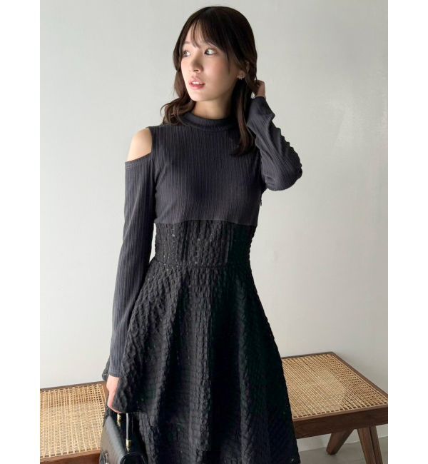 dazzlin「バックリボンティアードコンビワンピース」|ワンピース|