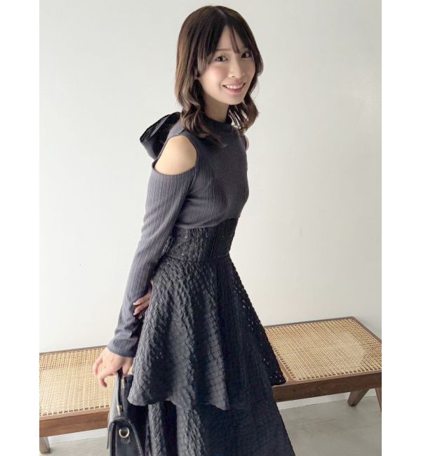 dazzlin「バックリボンティアードコンビワンピース」|ワンピース|