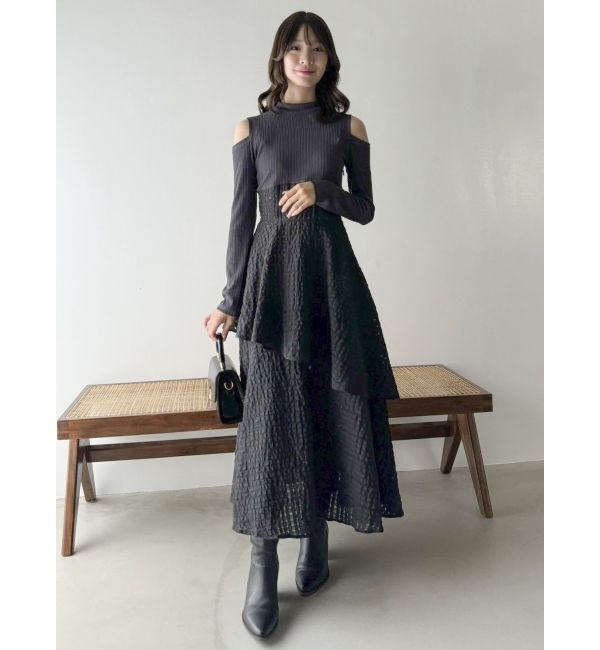 dazzlin「バックリボンティアードコンビワンピース」|ワンピース|