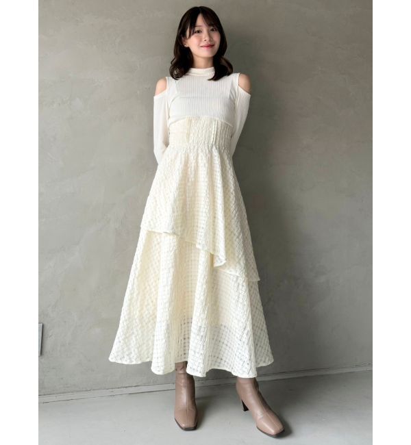 dazzlin「バックリボンティアードコンビワンピース」|ワンピース|