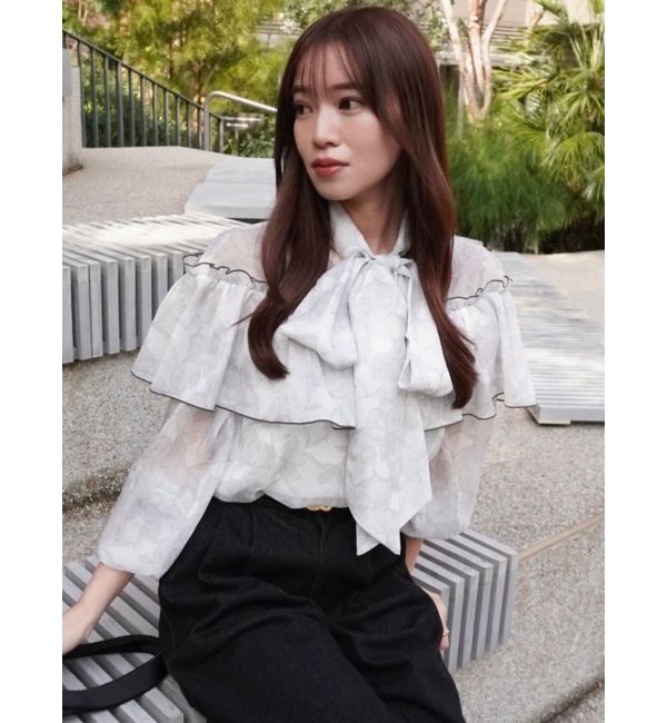 dazzlin「レースフラワーケープボウタイブラウス」|シャツ・ブラウス|