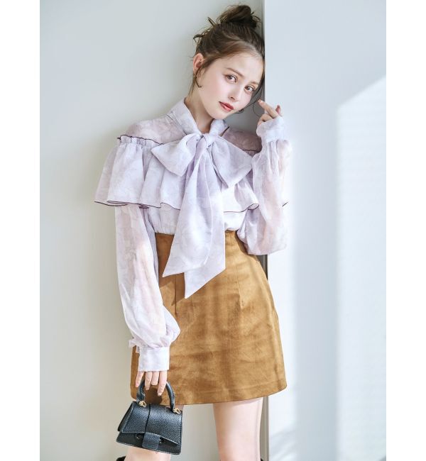 dazzlin「レースフラワーケープボウタイブラウス」|シャツ・ブラウス|