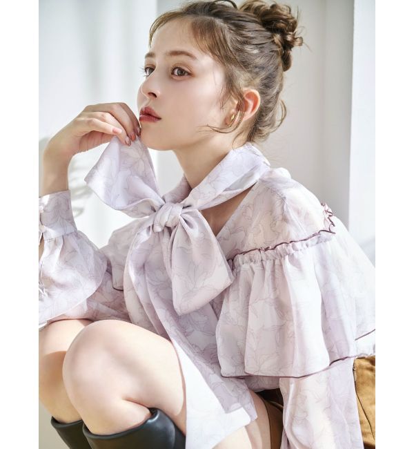 dazzlin「レースフラワーケープボウタイブラウス」|シャツ・ブラウス|