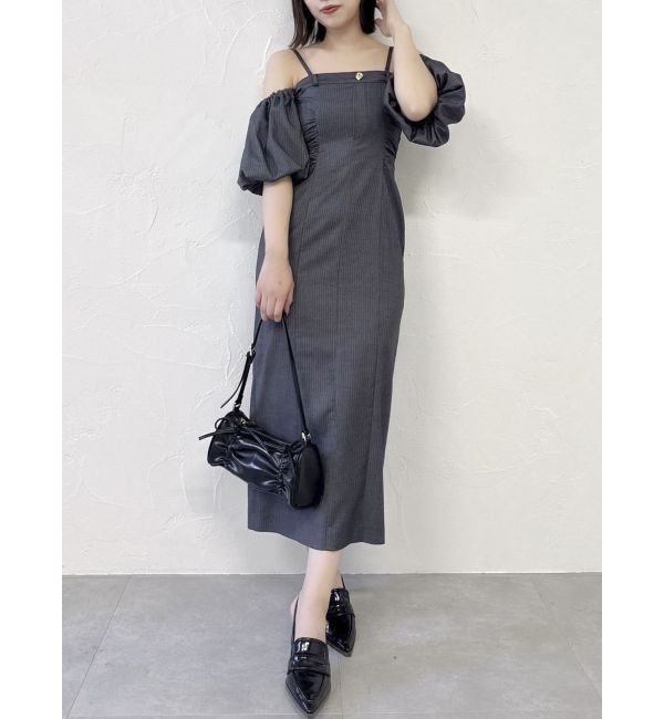 dazzlin「スラックスディテールバルーンワンピース」|ワンピース|チャコールグレー