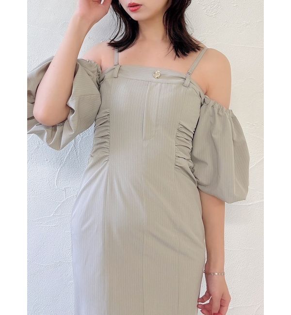 dazzlin「スラックスディテールバルーンワンピース」|ワンピース|ベージュ