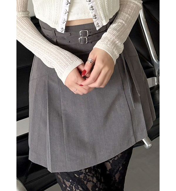 dazzlin「サイドプリーツミニスカート」|スカート|チャコールグレー