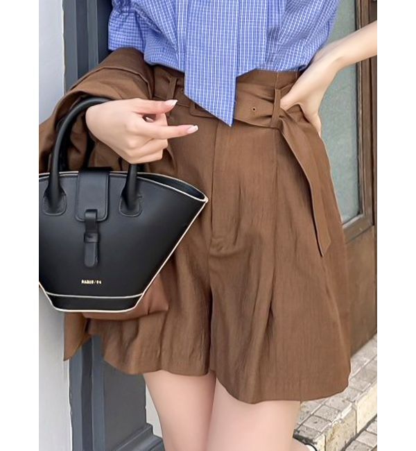dazzlin「【セットアップ対応】ハイウエストタックショートパンツ」|その他|ブラウン