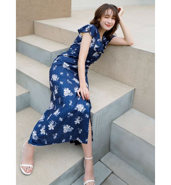dazzlin「【藤井サチコラボ】デルフィニウムフラワーワンピース」|ワンピース|ネイビー