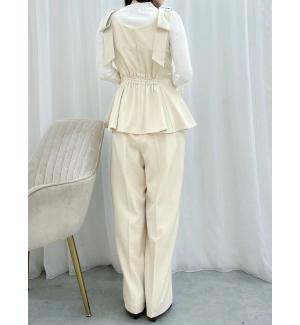 dazzlin「ショルダーリボンペプラムオールイン」|オールインワン|