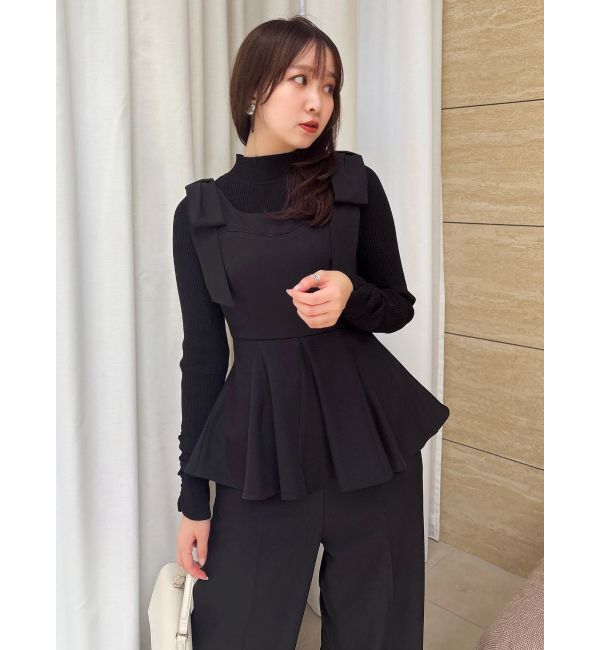 dazzlin「ショルダーリボンペプラムオールイン」|オールインワン|