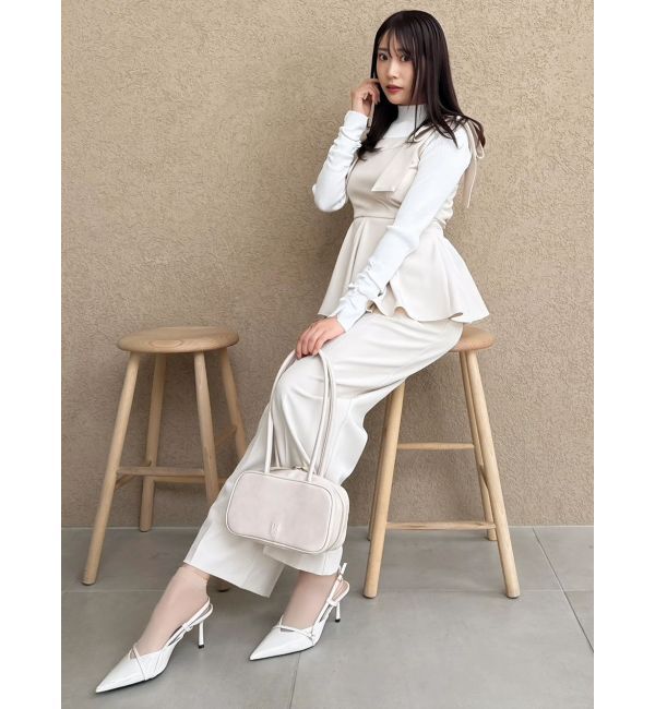 dazzlin「ショルダーリボンペプラムオールイン」|オールインワン|