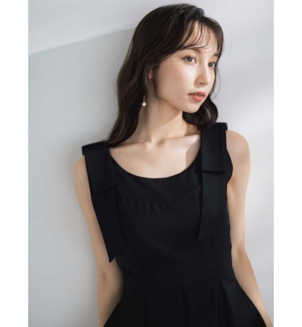 dazzlin「ショルダーリボンペプラムオールイン」|オールインワン|