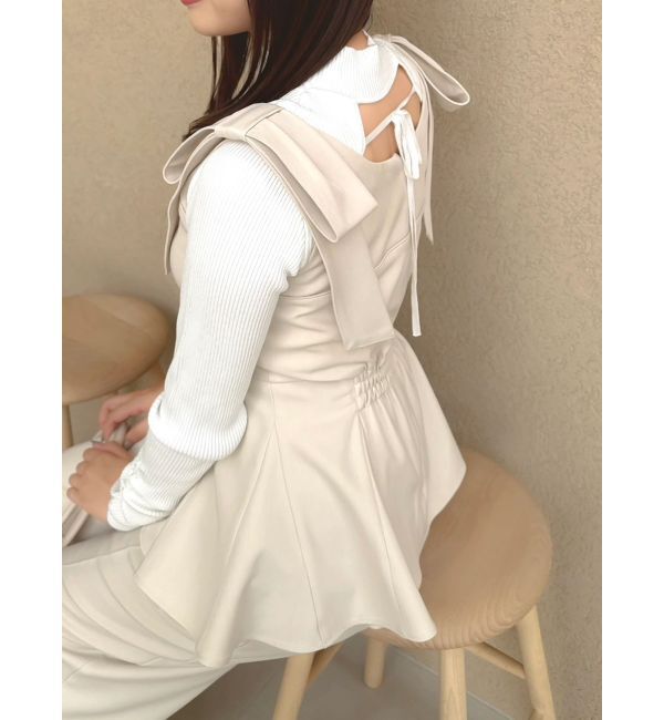 dazzlin「ショルダーリボンペプラムオールイン」|オールインワン|