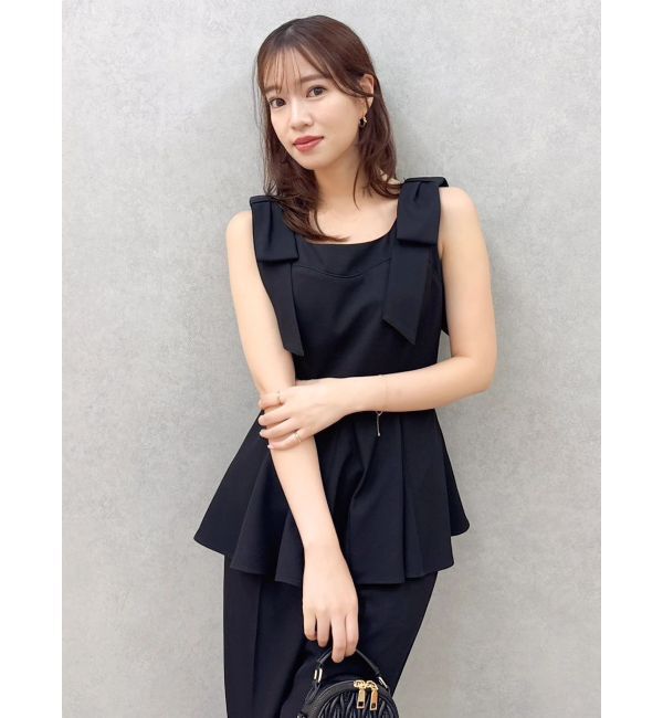 dazzlin「ショルダーリボンペプラムオールイン」|オールインワン|