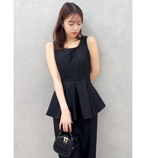 dazzlin「ショルダーリボンペプラムオールイン」|オールインワン|
