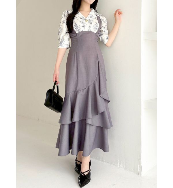 dazzlin「レイヤードライクコルセットワンピース」|ワンピース|ライトグレー