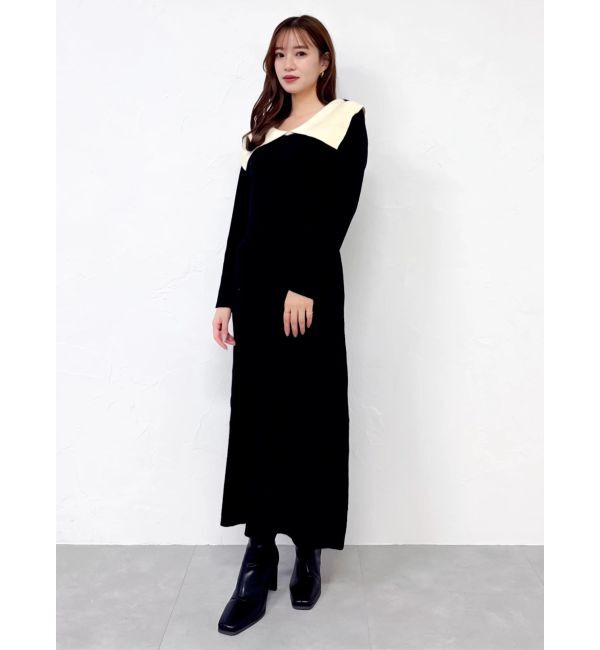 dazzlin「ビッグカラーニットワンピース」|ワンピース|