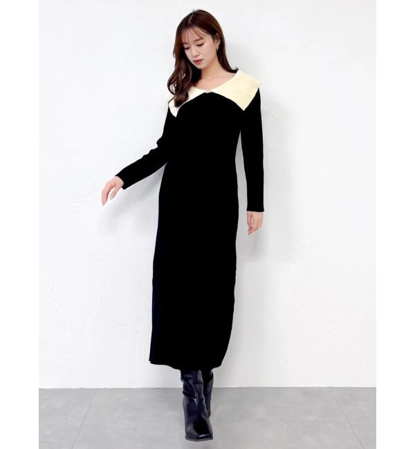 dazzlin「ビッグカラーニットワンピース」|ワンピース|