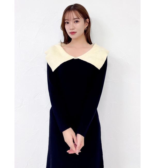 dazzlin「ビッグカラーニットワンピース」|ワンピース|